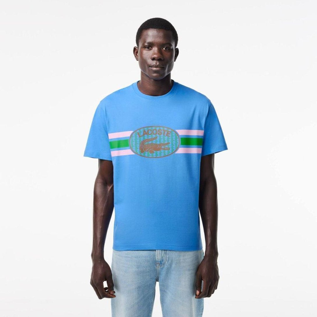CAMISETA LACOSTE MONOGRAMA - AZUL/ROSA