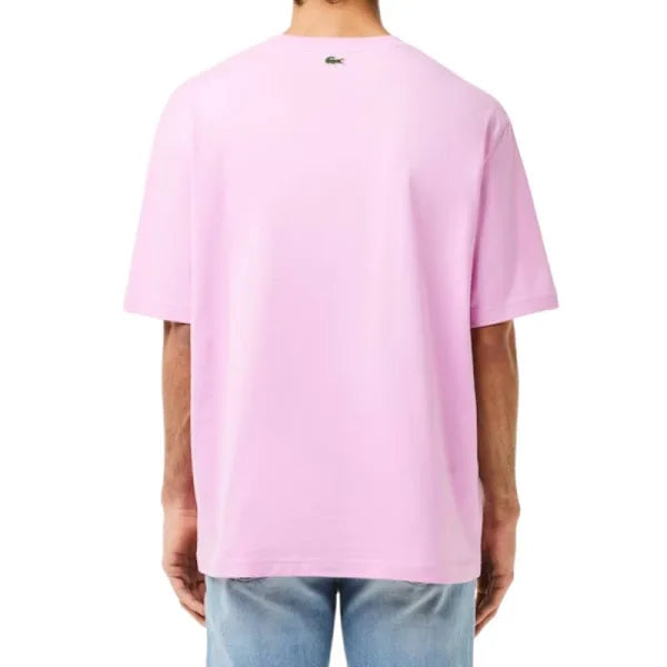 CAMISETA LACOSTE FOLGADA COM ESTAMPA DE JERSEY - ROSA