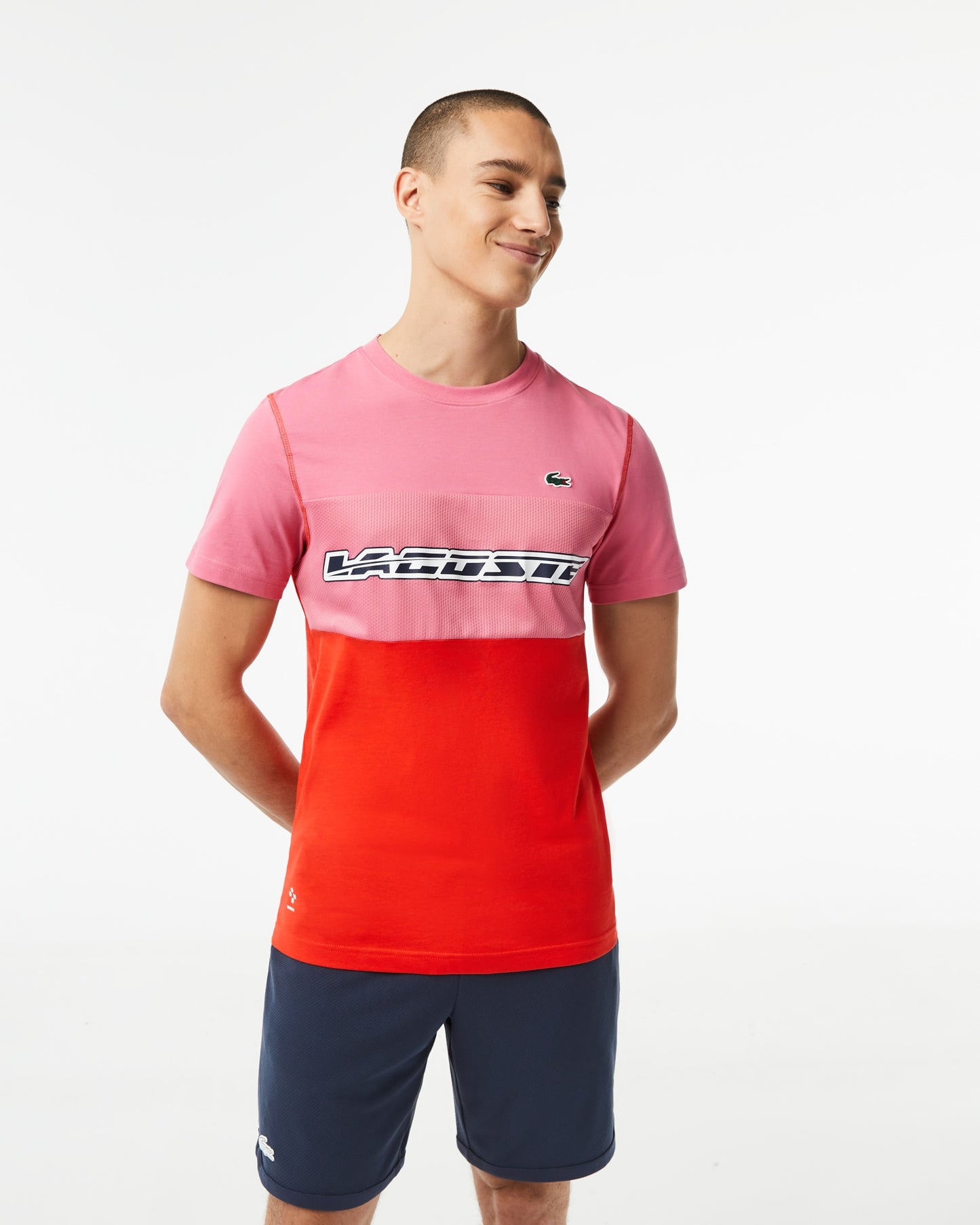 CAMISETA LACOSTE SPORT MEDVEDEV - ROSA/LARANJA