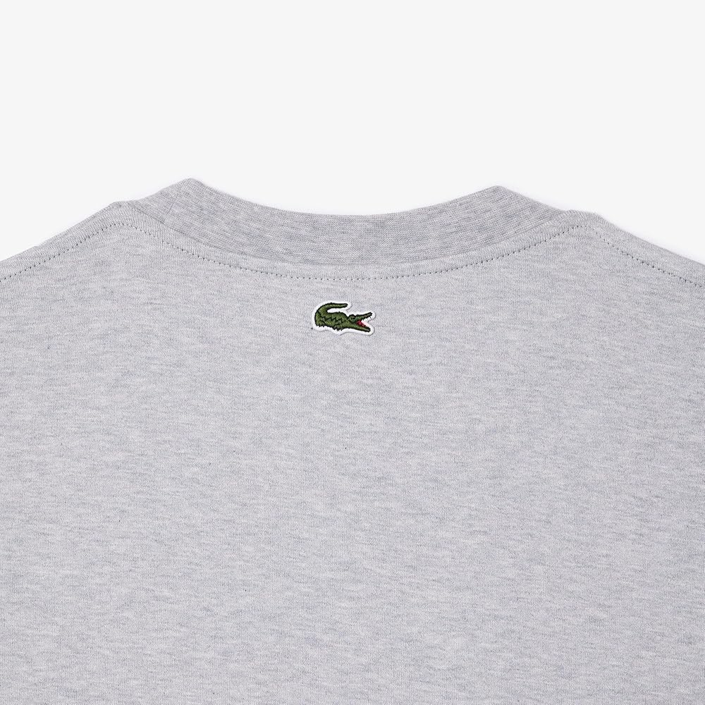 CAMISETA LACOSTE FOLGADA COM ESTAMPA DE JERSEY - CINZA