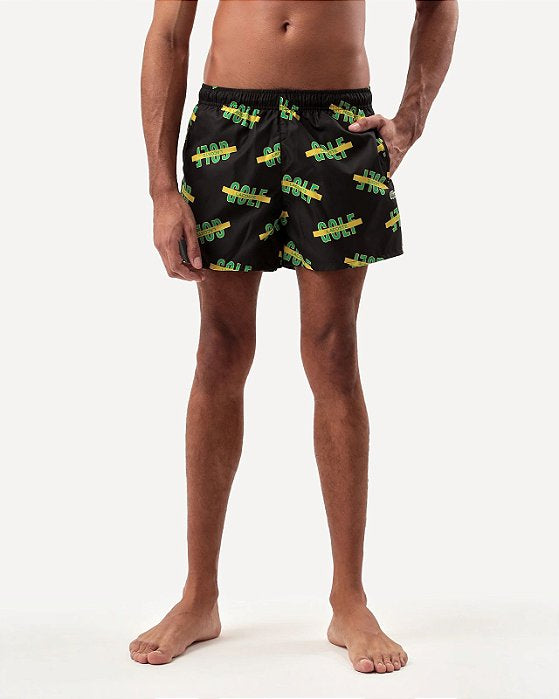 SHORTS DE BANHO LACOSTE GOLF - PRETO