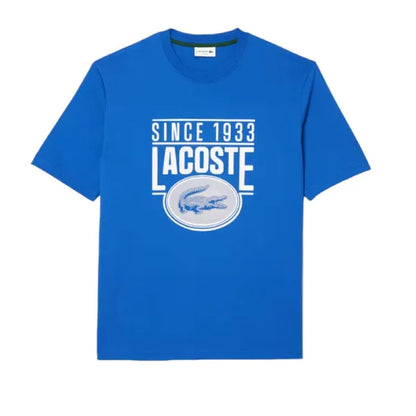 CAMISETA LACOSTE FOLGADA COM ESTAMPA DE JERSEY - AZUL